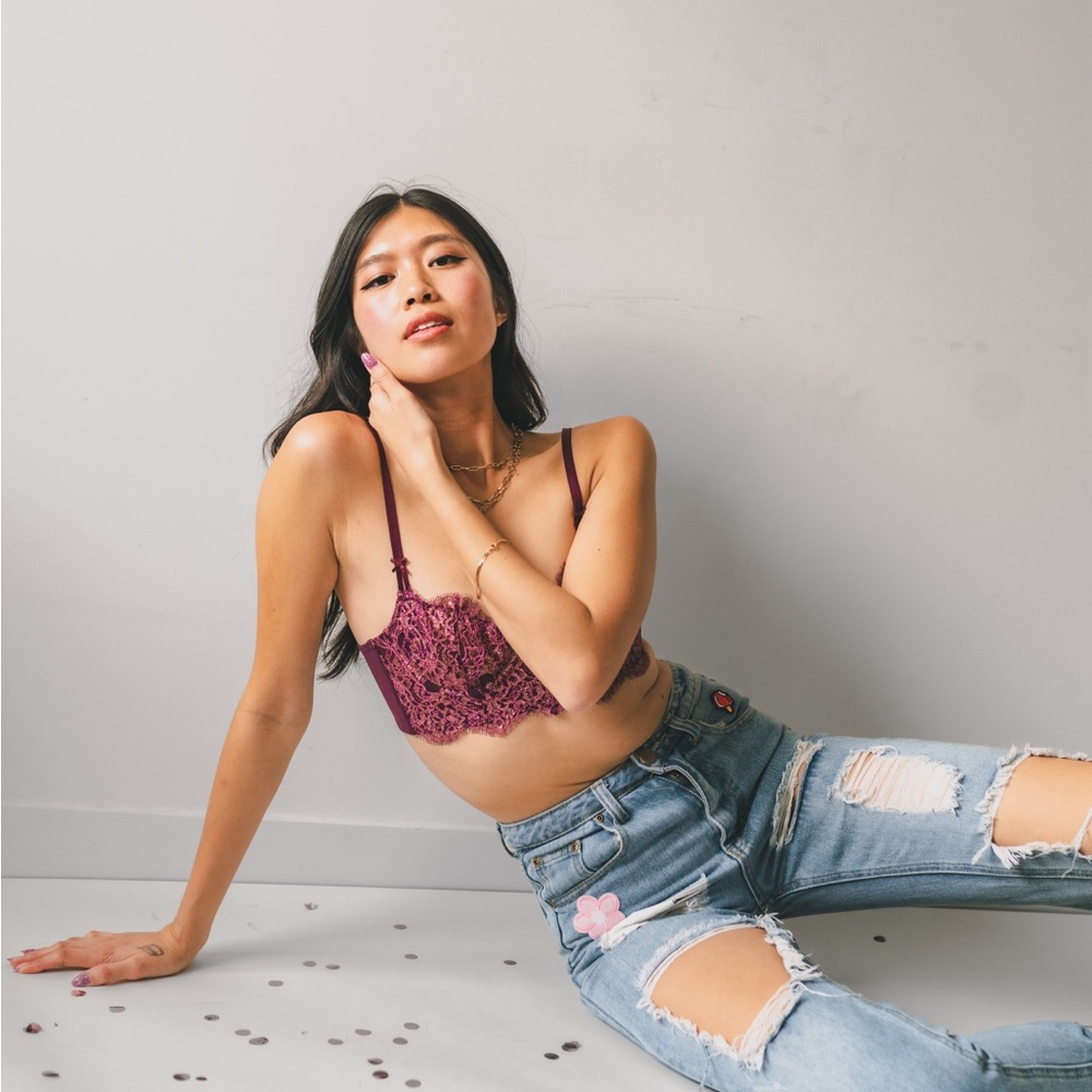 Victoria Secret 32B purple bralette with gold detailing